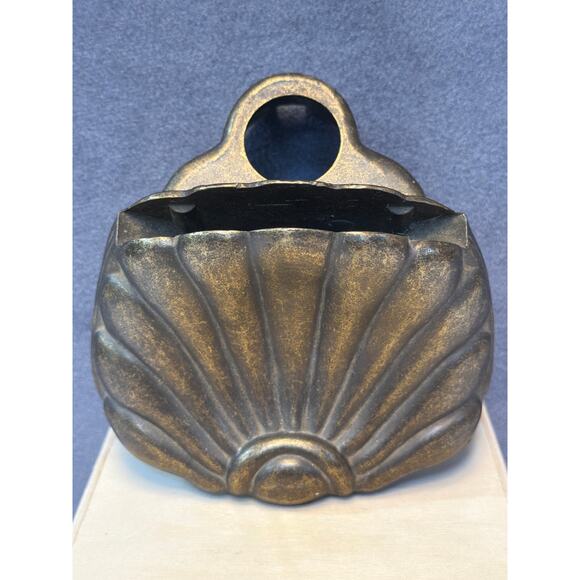 Other - Antique Cast Metal Sea Shell Mini Lamp Base Vintage Scalloped Lamp Base Parts